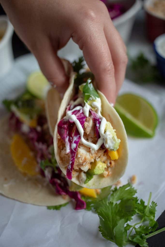 Fish Tacos with Lime Crema - Cardamom & Coconut