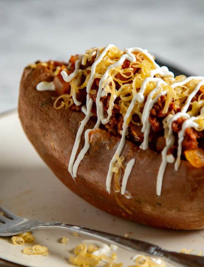 Vegetarian Chorizo Stuffed Sweet Potatoes